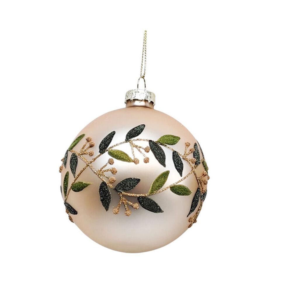 Urban 8cm Green Pretty Leaf Baubles Hanging Decoration Assorted