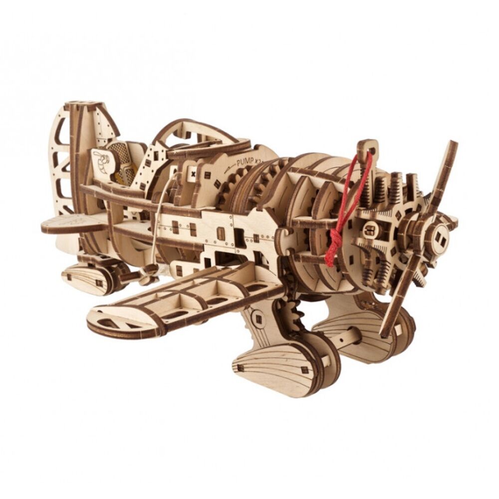 Ugears 354pc 14y+ Mad Hornet Airplane Model Wooden 3D Puzzle w/Spring Motor — image 3
