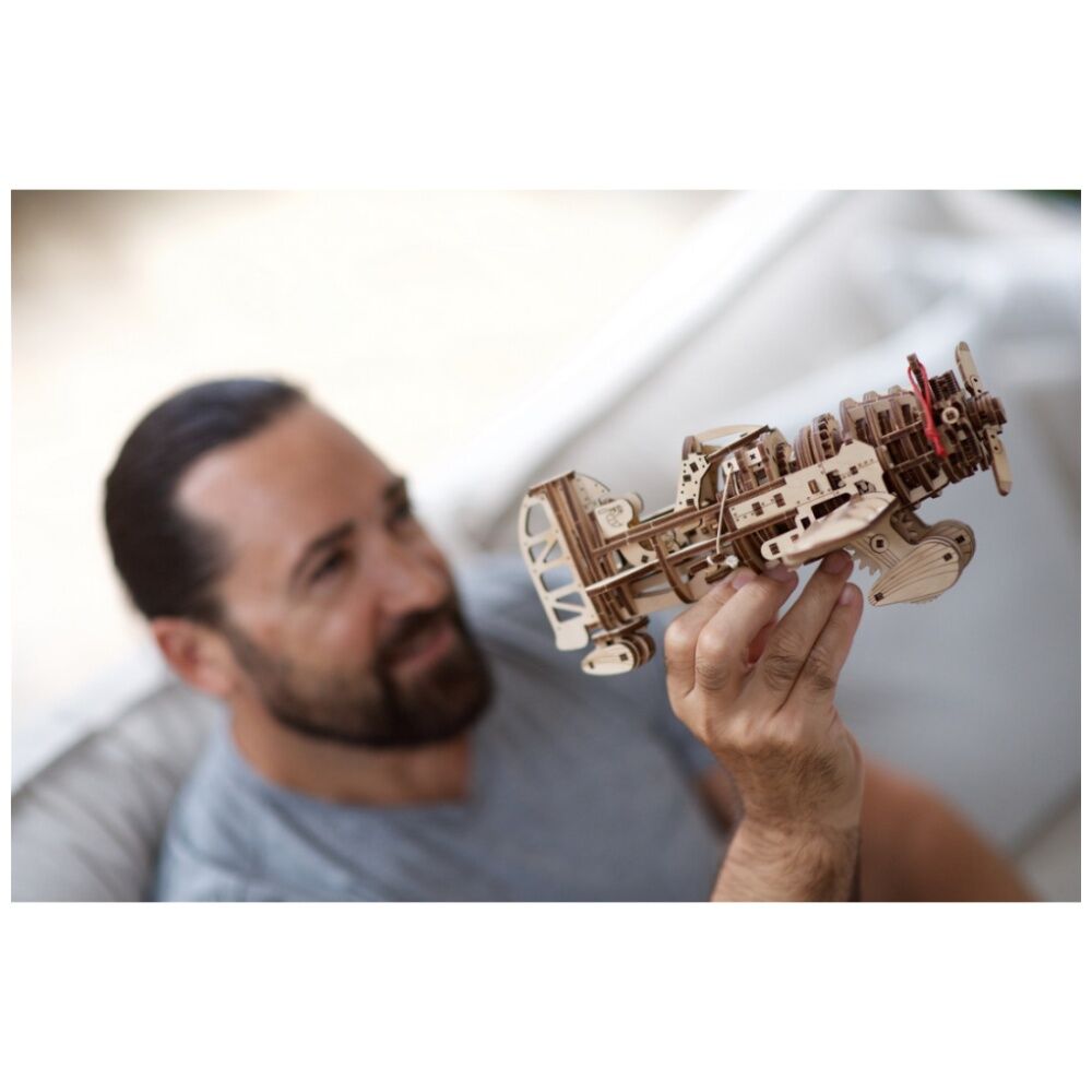 Ugears 354pc 14y+ Mad Hornet Airplane Model Wooden 3D Puzzle w/Spring Motor — image 8