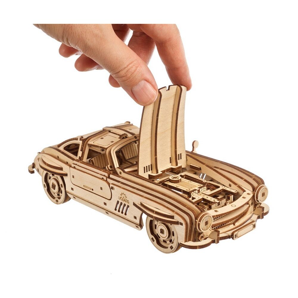 Ugears 262pc 14y+ Winged Sports Coupe Model Wooden 3D Puzzle w/Spring Motor — image 3
