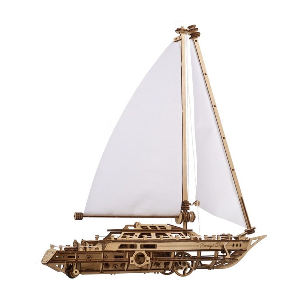 Ugears 365pc 14y+ Serenity's Dream Model Yacht Wooden 3D Puzzle w/Spring Motor — image 5
