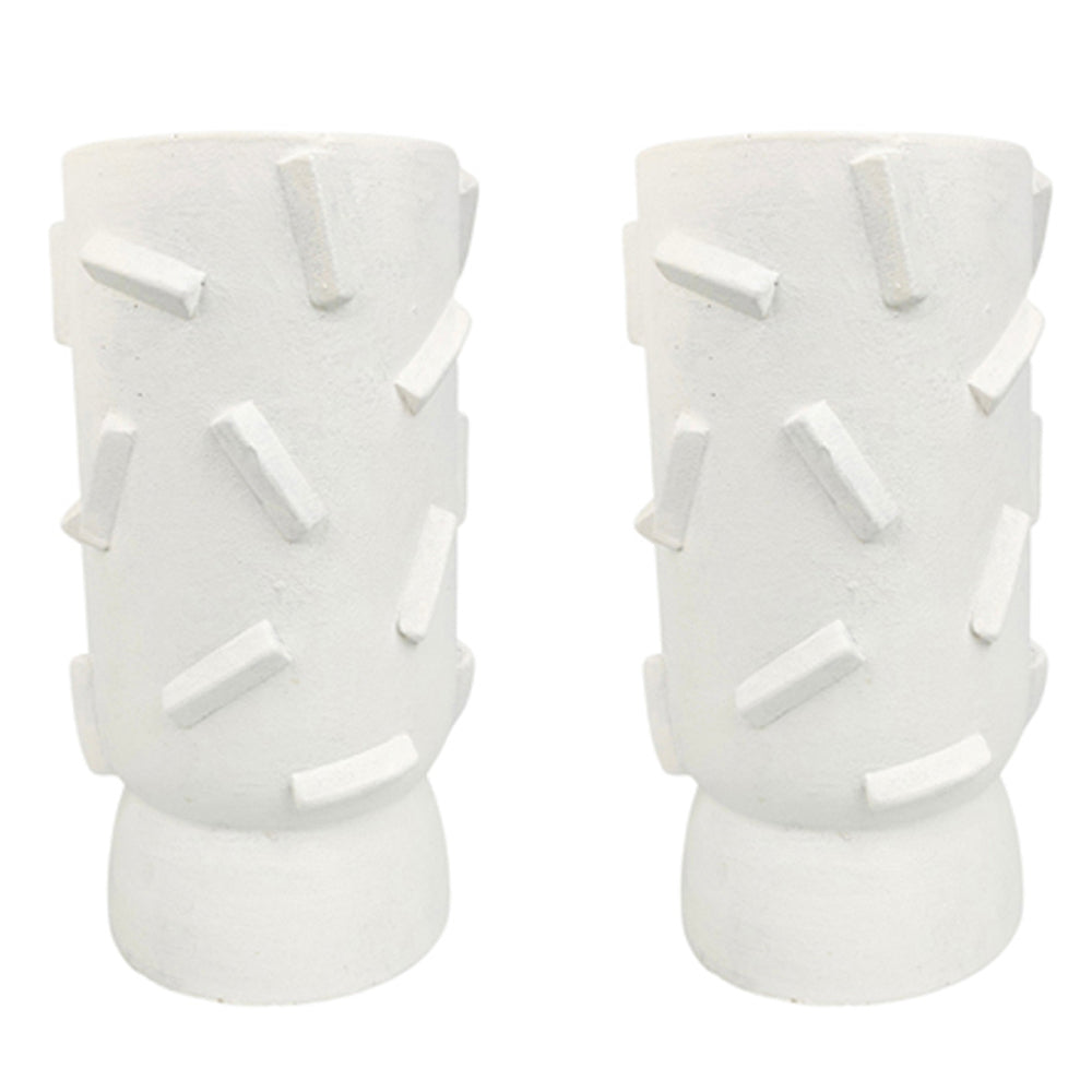 Urban Felix 26cm Concrete Flower/Plant Vase Home Decor Display Pot Large WHT (2 Pack)