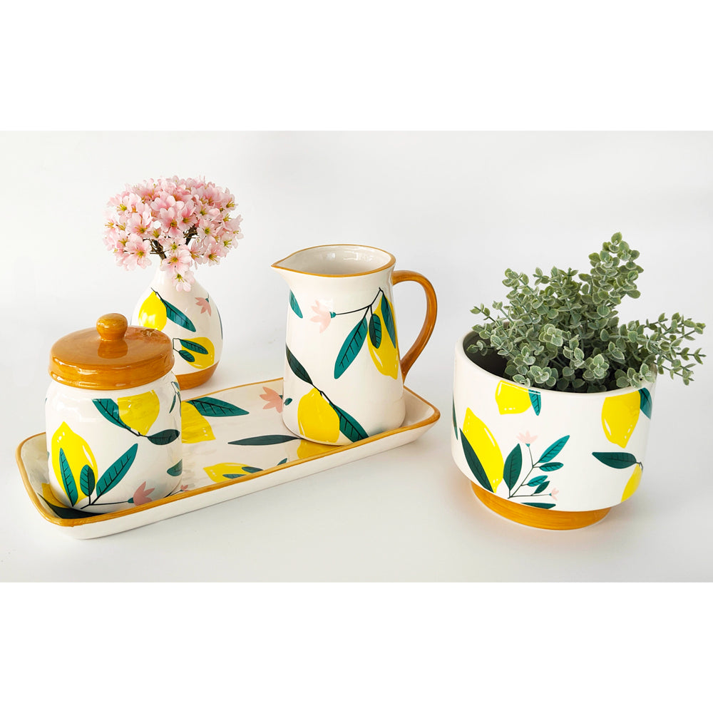 Urban Evergreen 13cm Ceramic Vase Home Decor Flower Display Storage Green/Yellow — image 2