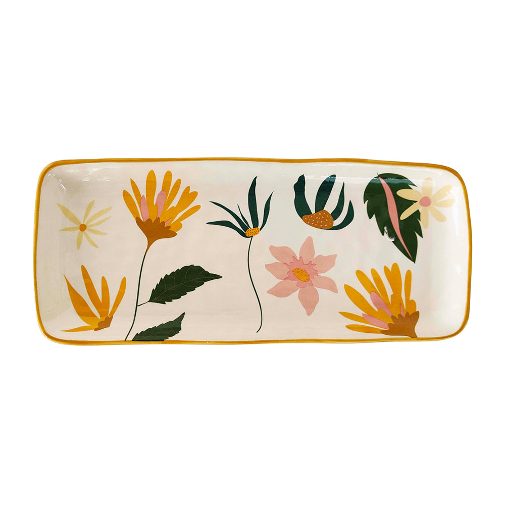 Urban 36cm Cassia Floral Ceramic Platter Home/Kitchen Serving Plate Peach/Green