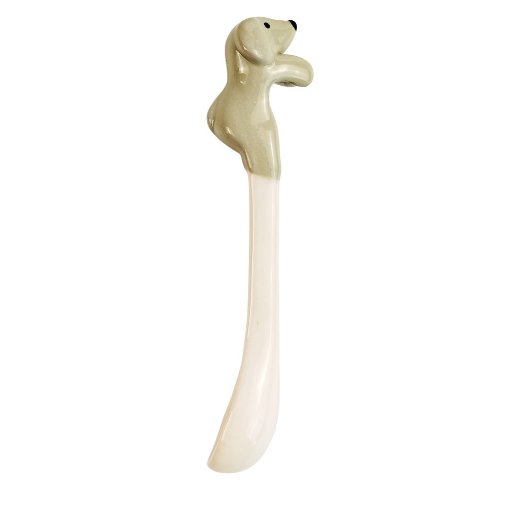 Urban Dog 12cm Ceramic Hanging Spoon Animal Stirrer For Coffee Mug/Cup Sage