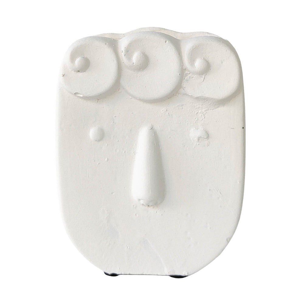 Urban Curly Hair Face 14cm Concrete Plant/Flower Vase Display Pot Small White