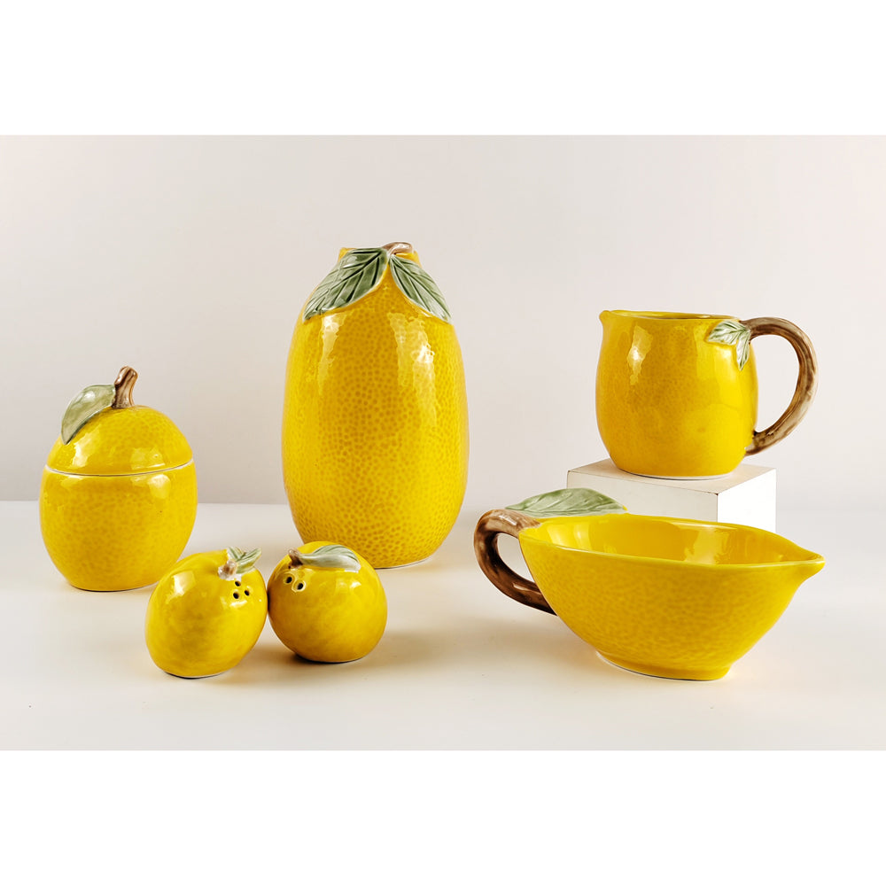 Urban 12.5cm Ceramic Lemon Jar Snacks/Treats Container Storage w/ Lid Yellow — image 2