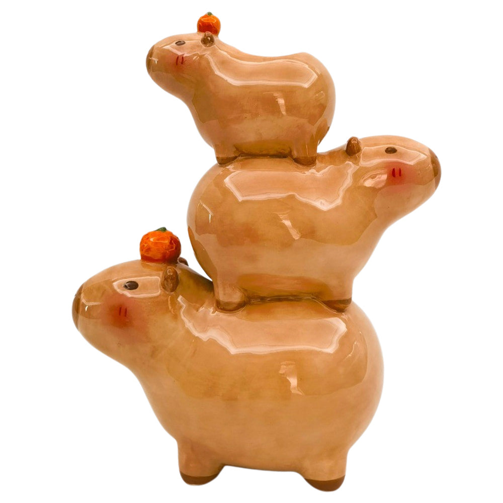 Urban Capybara Family Stack Flower Vase Brown 25cm Decorative Home Decor (2 Pack) — image 2