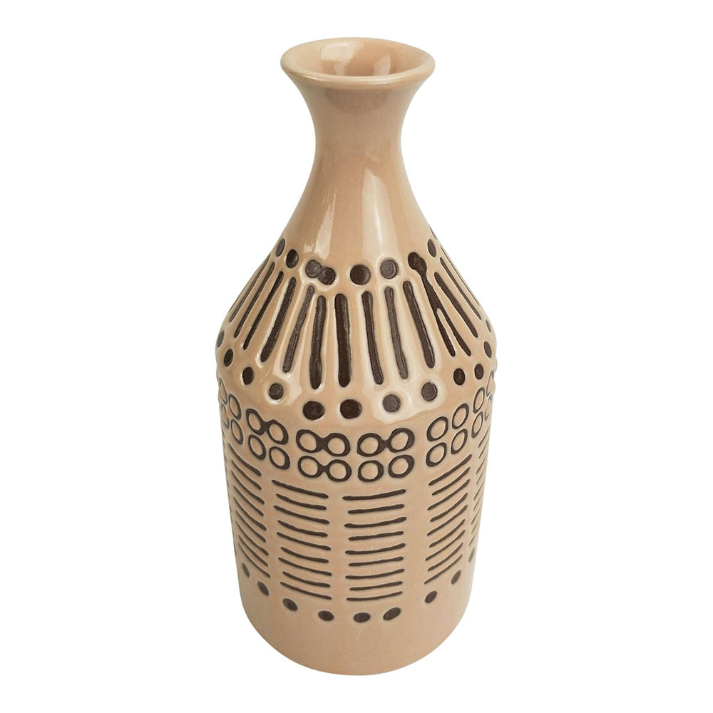 Urban Thea Tribal 19.5cm Ceramic Plant/Flower Vase Home Display Pot Beige/Mocha