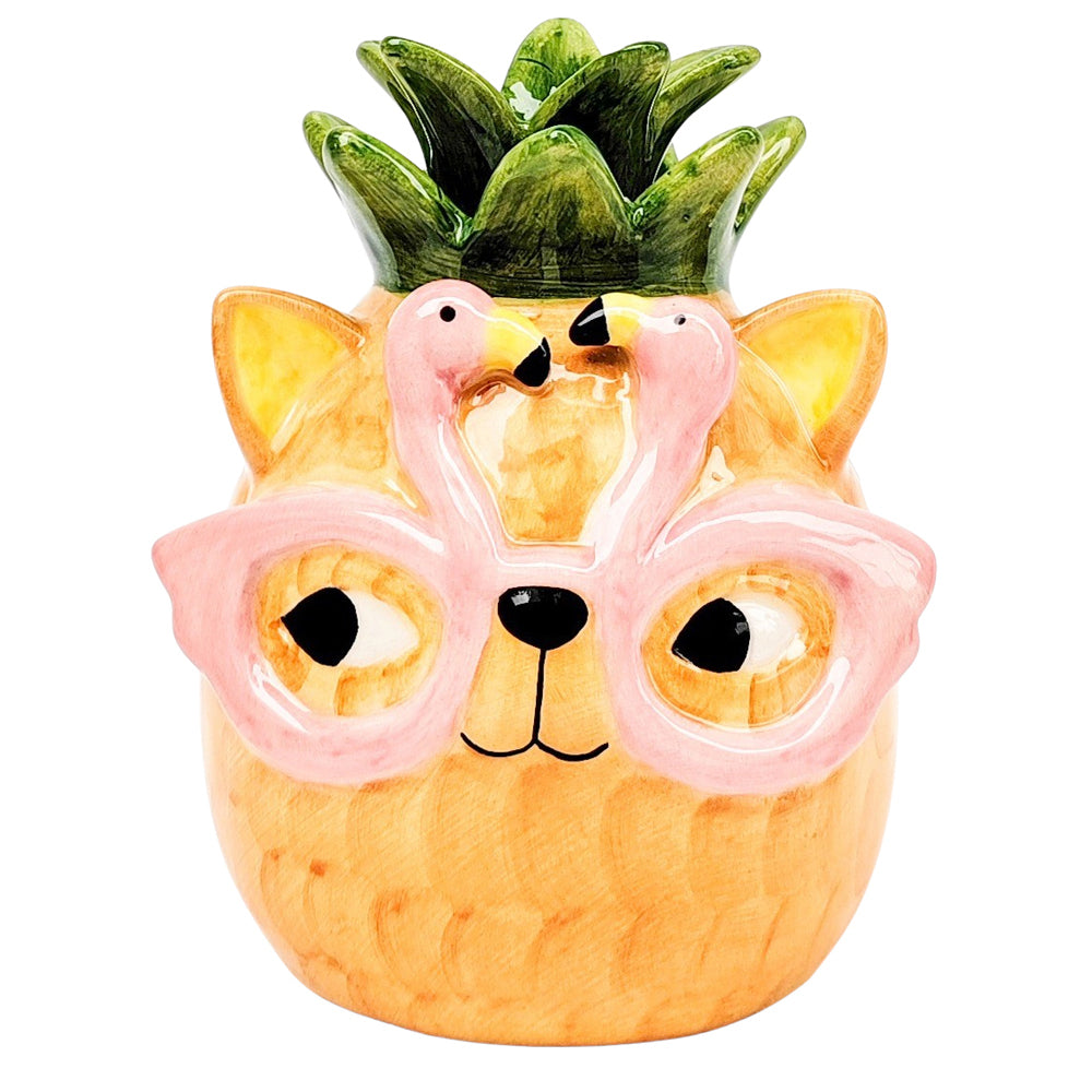 Urban Products Tropicana Cat Pineapple Themed Vase Home Decor Orange 13cm