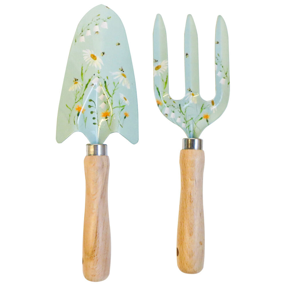 Urban Bee Metal/Timber Meadow Garden Tool Hand Trowel/Fork 29x18cm Yellow (2 Pieces)