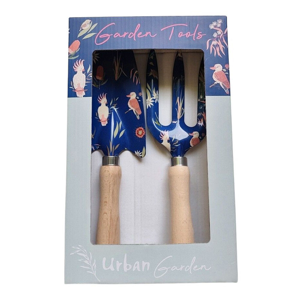 Urban Australiana Metal/Timber Garden Tool Hand Trowel/Fork 29x18cm Navy (2 Pieces) — image 2