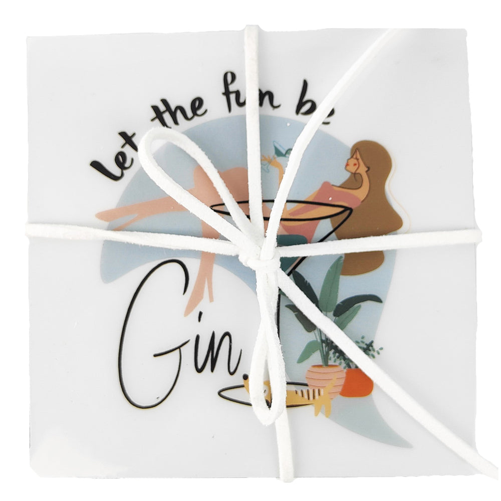 Urban Let The Fun Be Gin 10cm Coasters Mug/Cup Drink Table Protector Mat Set (4 Pieces)