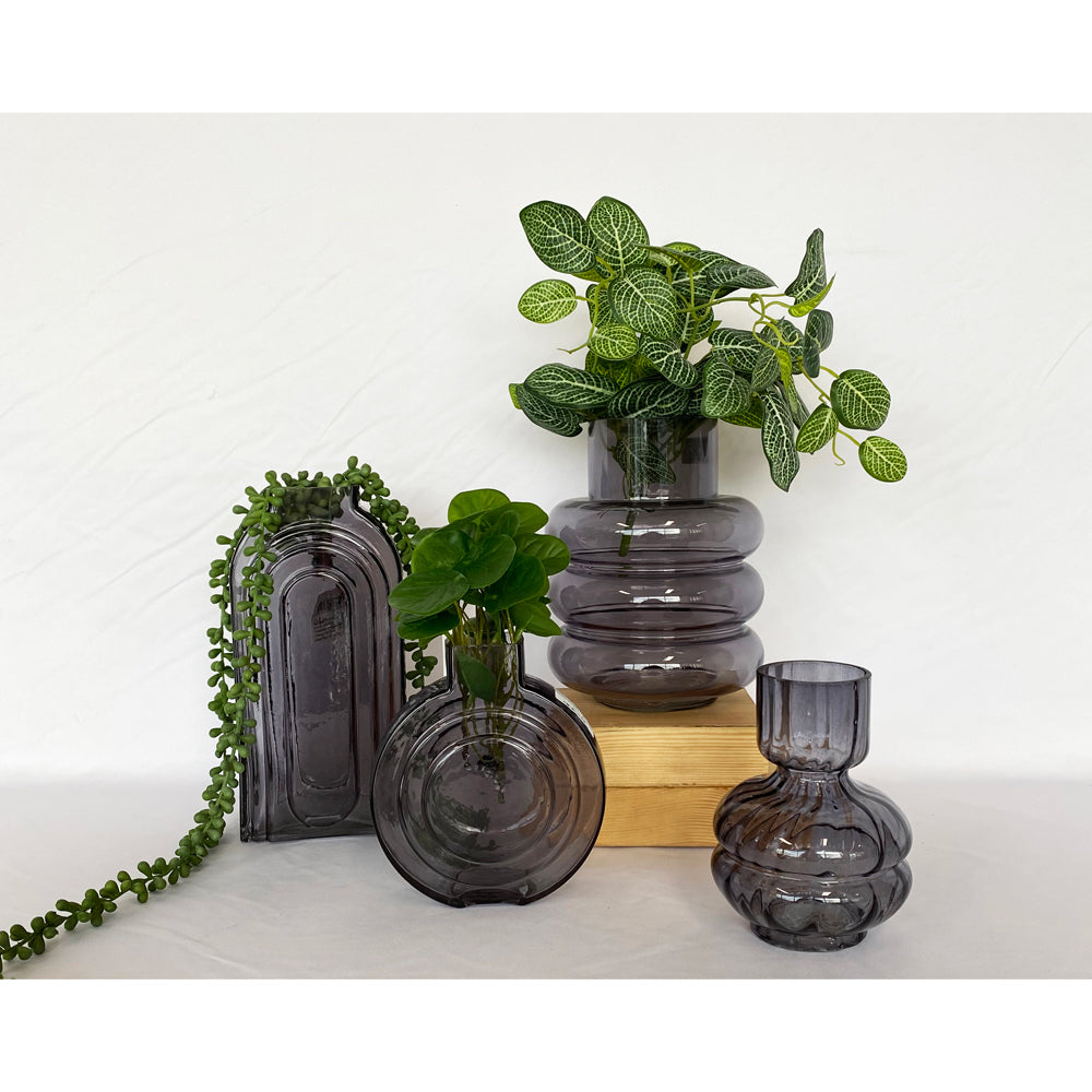 Urban Tommy Ring 22cm Glass Flower Vase Home Decorative Display Medium Steel — image 2