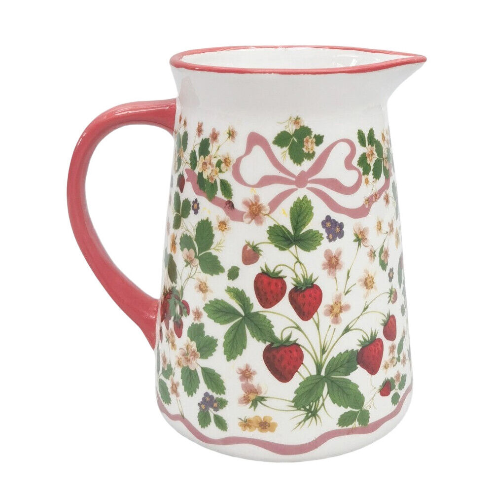 Urban 15x16cm Green/Red Ceramic Strawberry Fields Pitcher Jug