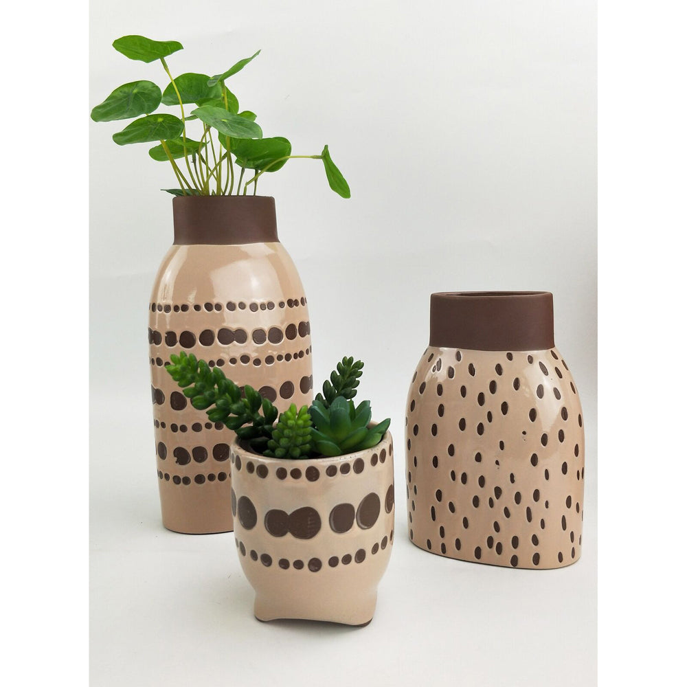 Urban Remy 18cm Ceramic Plant/Flower Vase Home Decor Display Pot Small Mocha — image 2