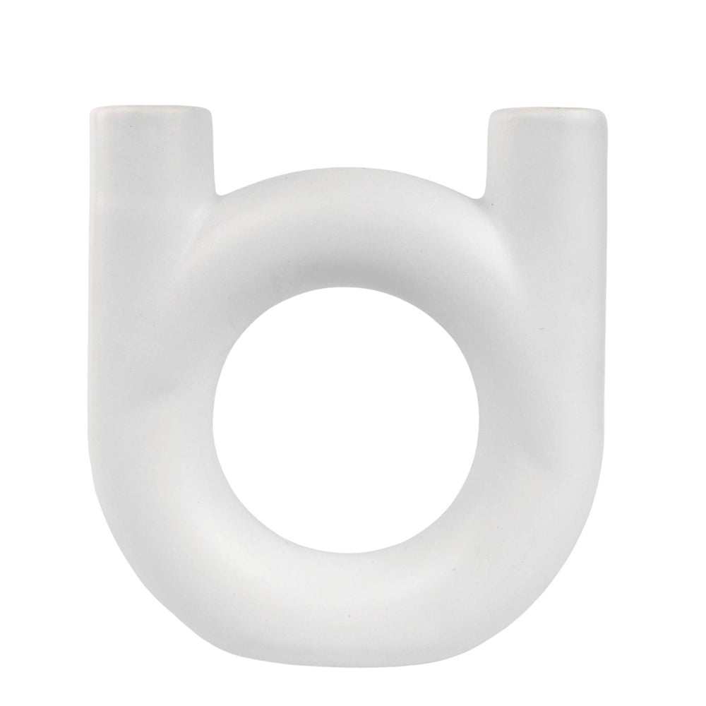 Urban Amira 17cm Ceramic Double Vessel Flower Holder Pot/Vase Home Display White