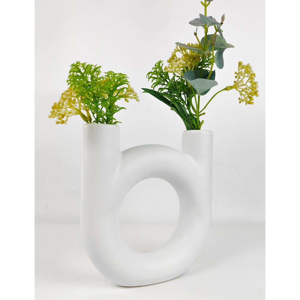 Urban Amira 17cm Ceramic Double Vessel Flower Holder Pot/Vase Home Display White — image 3