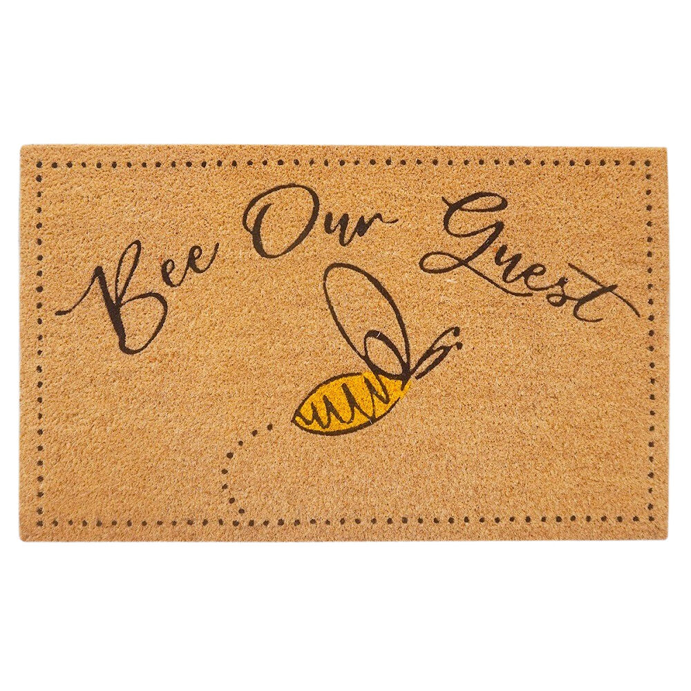 Urban Bee Our Guest Doormat Coir/PVC Home/Living Room Decor 45x75cm Black/Yellow