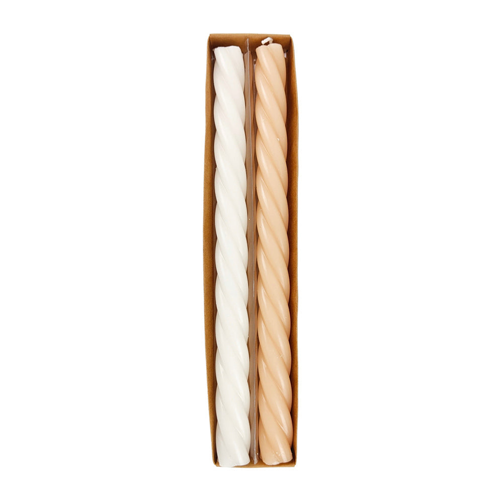 Urban 25.5cm Swirl Pillar Vanilla Scented Candle Home Fragrance Cream/Hone (2 Pieces)