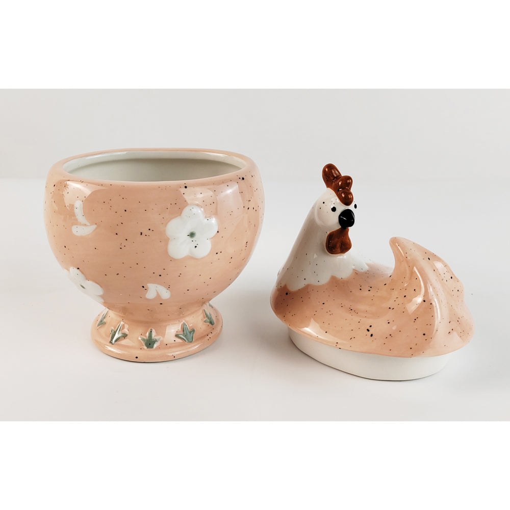 Urban 14cm Ceramic Country Chicken Canister Snacks/Treats Container Storage Pink — image 2