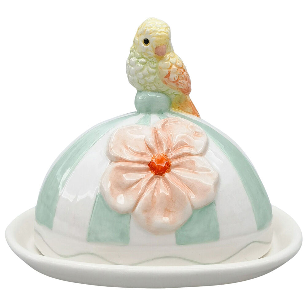 Urban 12x16cm Green Ceramic Perdy Parrot Butter Storage Dish