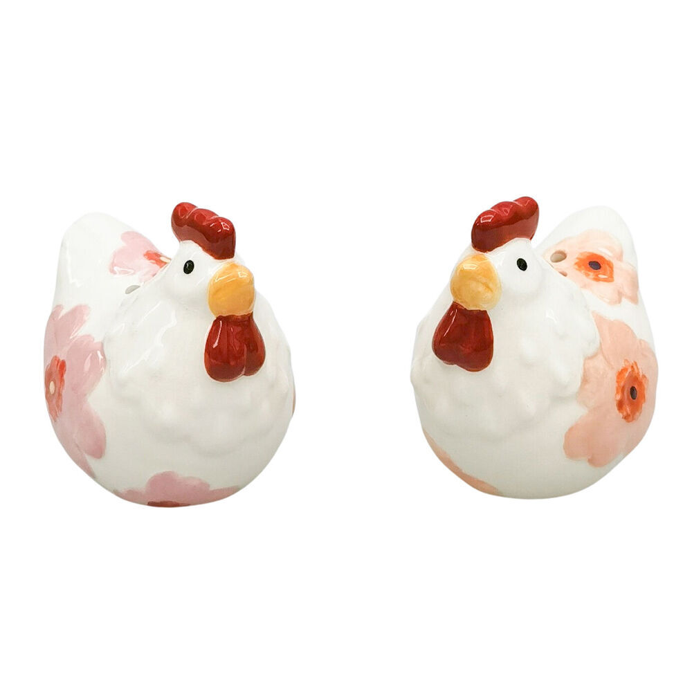 Urban 2pc Urban Ceramic Poppy Chicken Salt and Pepper Shakers Set 7cm Pink/Peach (2 Pack) — image 2