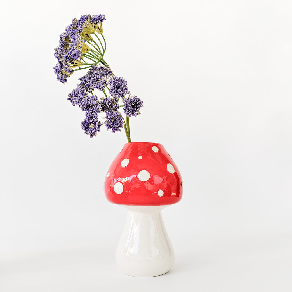 Urban Products Toadstool Ceramic Home Decor Decorative Flower Vase Red 19cm — image 2