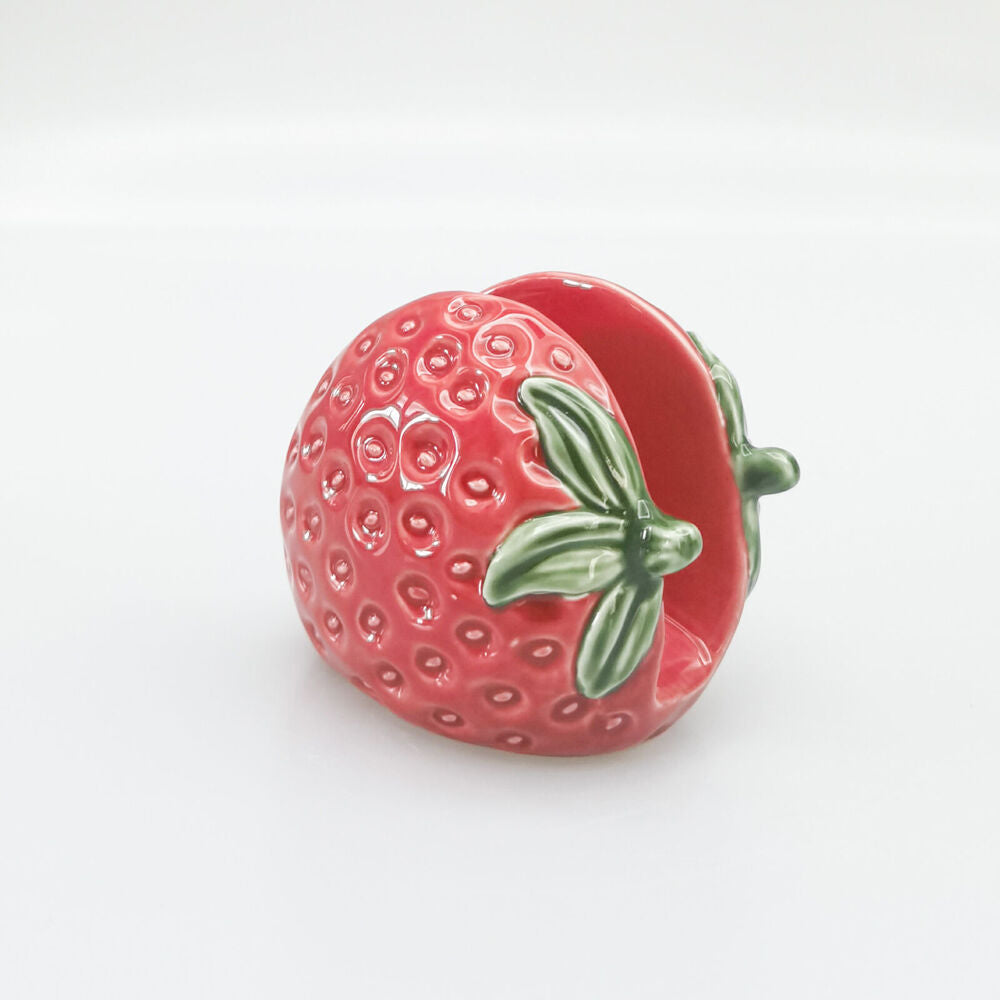 Urban 10x8cm Red Ceramic Strawberry Table Napkin Storage Holder — image 2
