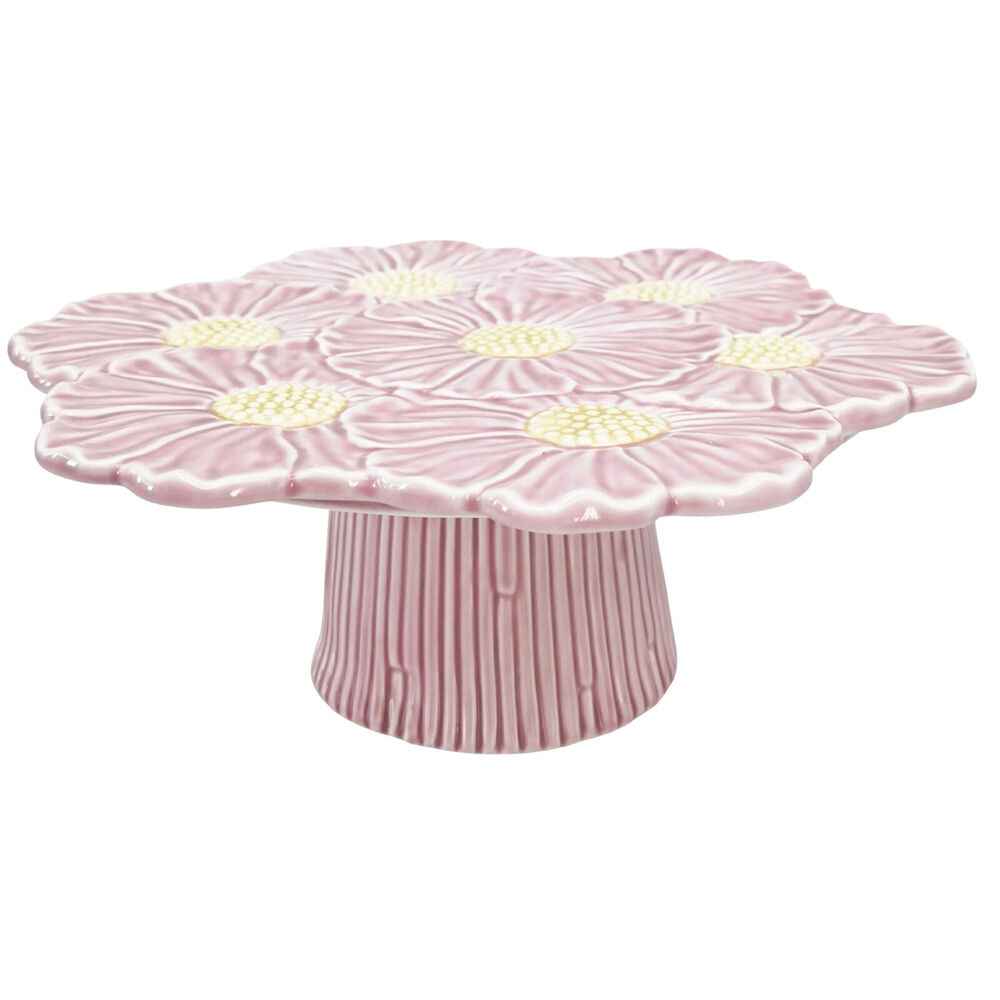 Urban 26x10cm Ceramic Flower Round Footed Cake Display Stand — Pink