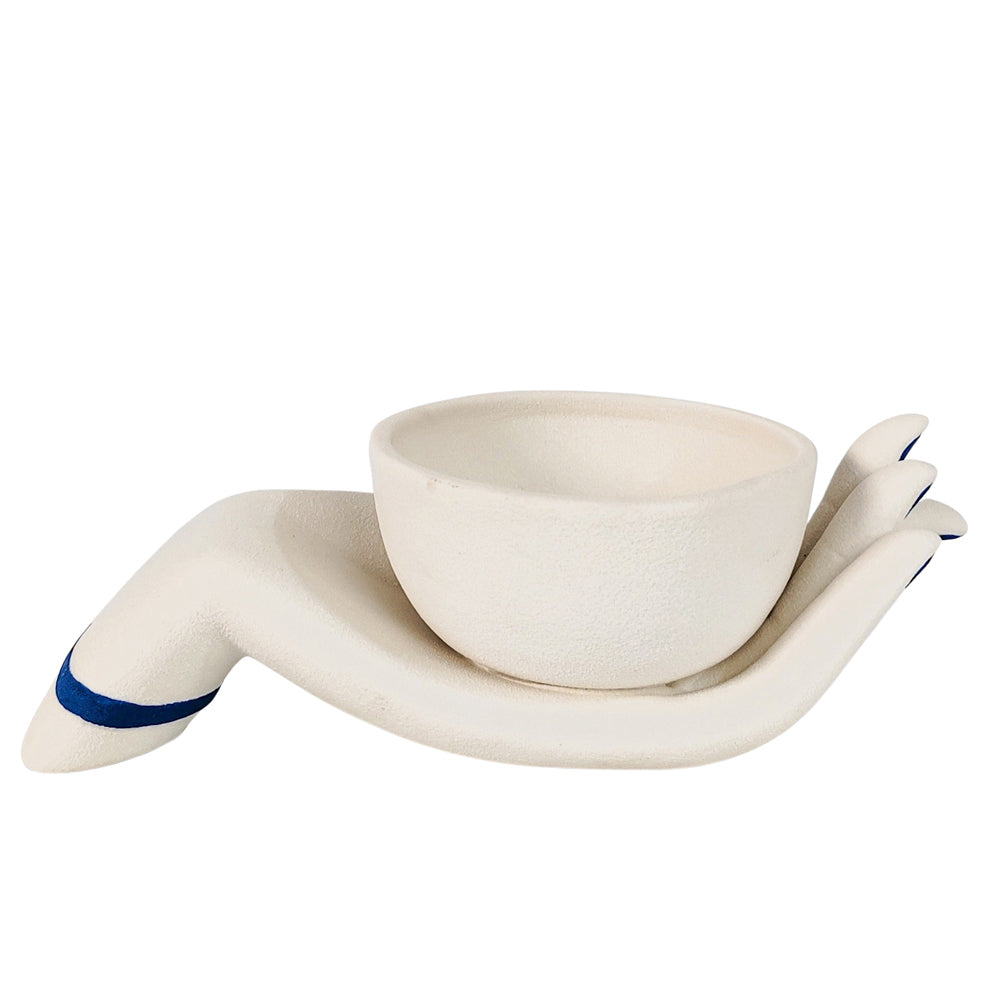 Urban Products Santorini Hand Decorative Porcelain Bowl Home Decor White 22cm
