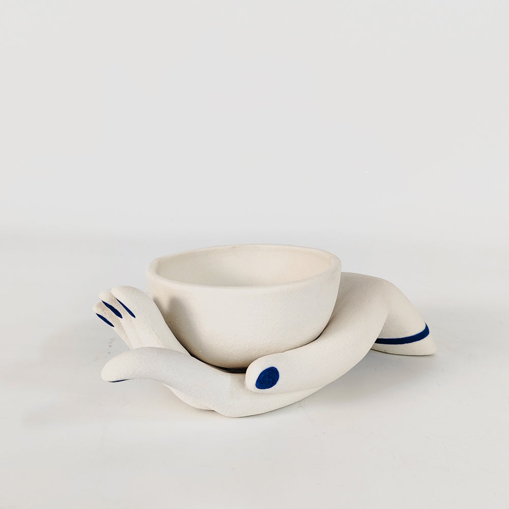 Urban Products Santorini Hand Decorative Porcelain Bowl Home Decor White 22cm — image 2