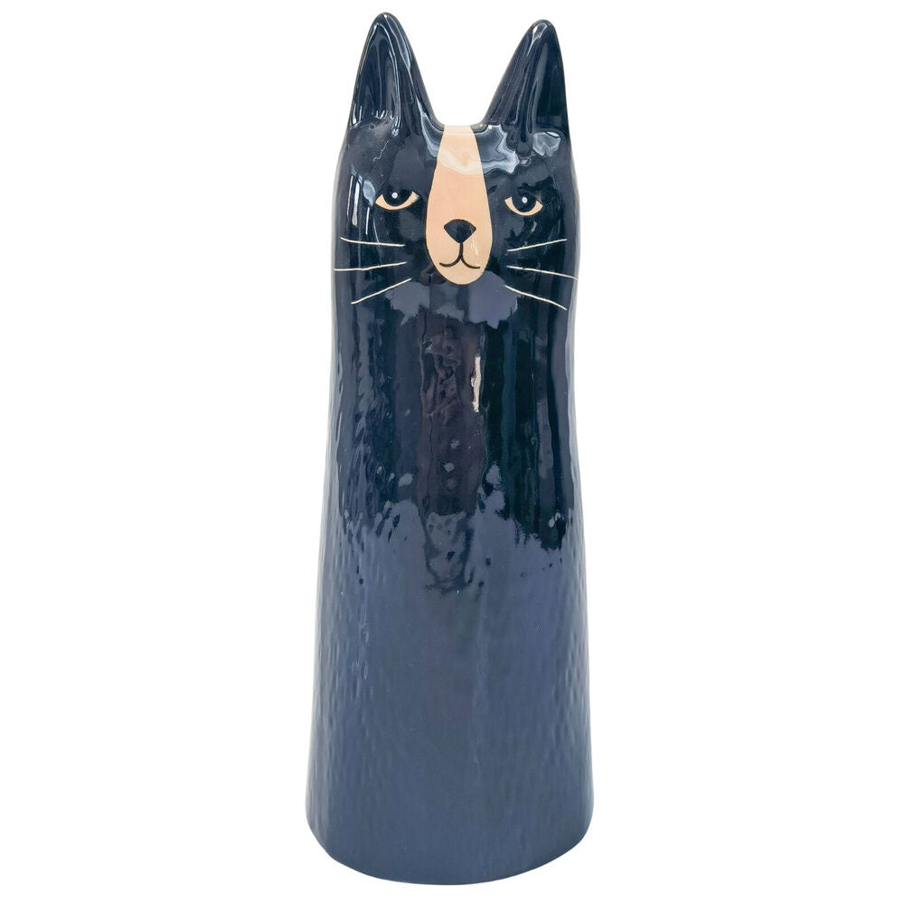 Urban 23x9cm Black Ceramic Bailey Cat Home Decor Flower Vase
