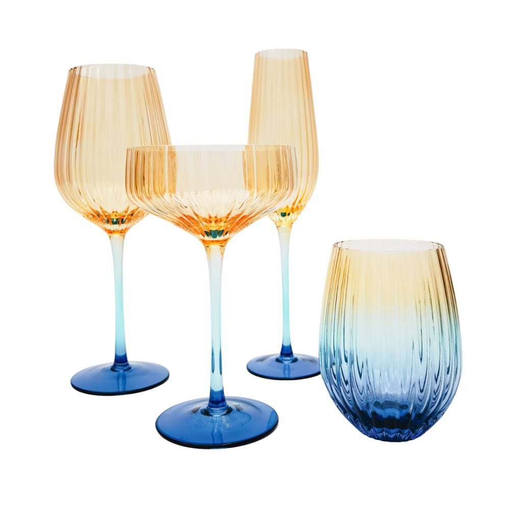 Urban Ellie Ombre Champagne Glass Party Cup Glassware Amber/Blue 26cm (2 Pieces) — image 2