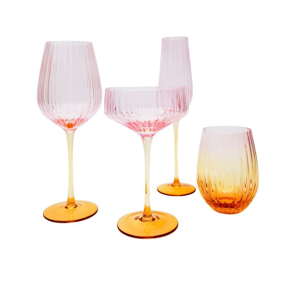 Urban 2pc Urban Ellie Ombre Champagne Glass Wine/Spirits Party Cup PNK/Yellow 26cm (2 Pack) — image 2