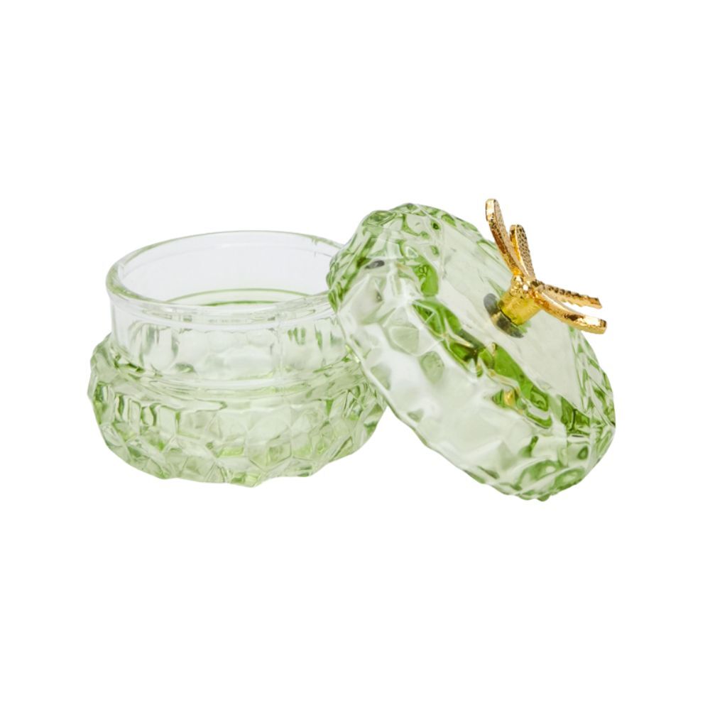 Urban Gold Dragonfly Glass Round Trinket Box Tabletop Display Decor Green 7 — image 3