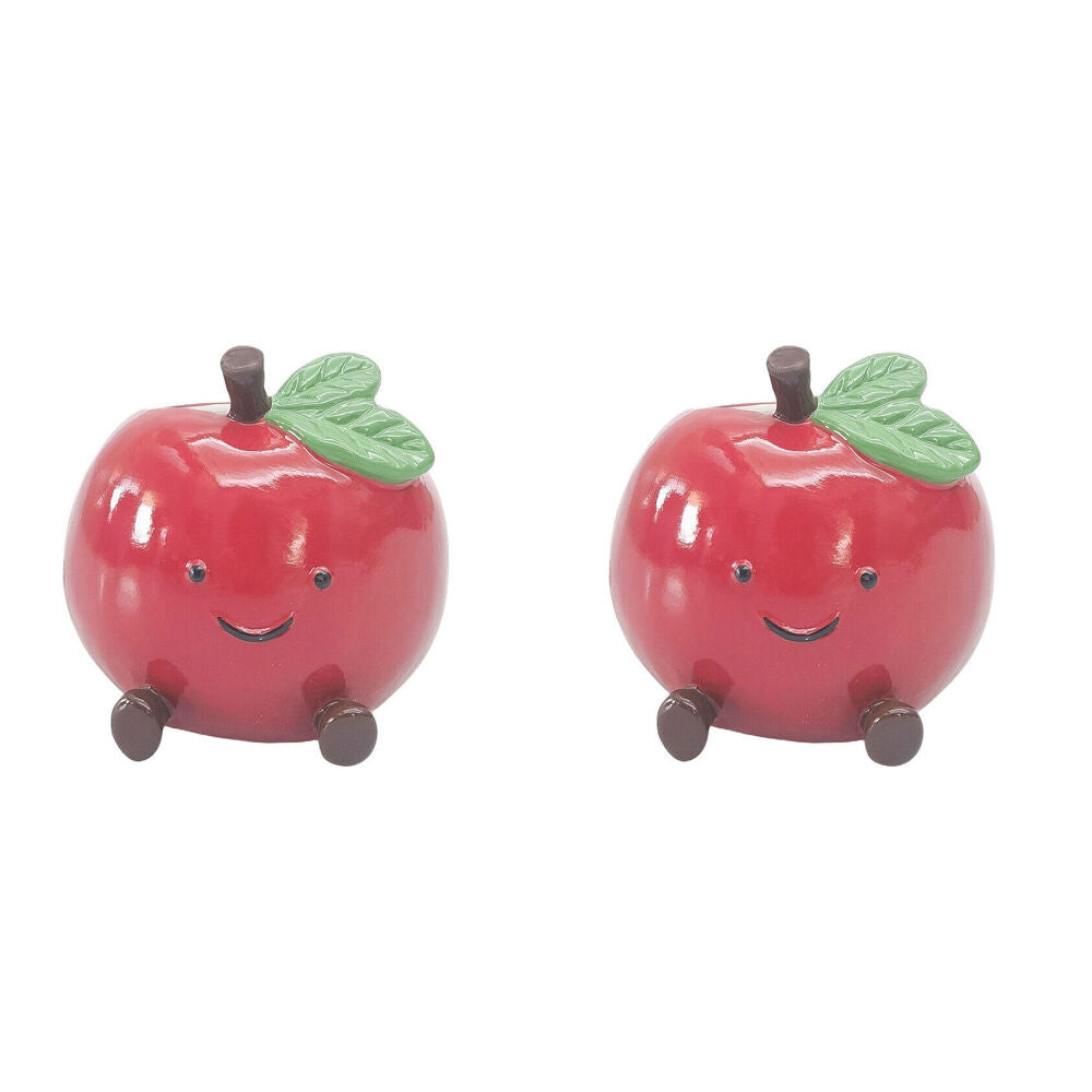 Urban Ceramic Annie Apple Friends Vessel Decorative Storage Vase 10x11cm Red (2 Pack)