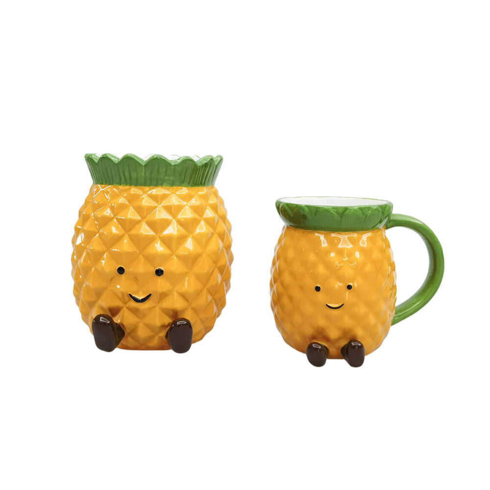 Urban 14x12cm Yellow Ceramic Penny Pineapple Friends Vessel Decorative Vase — image 2