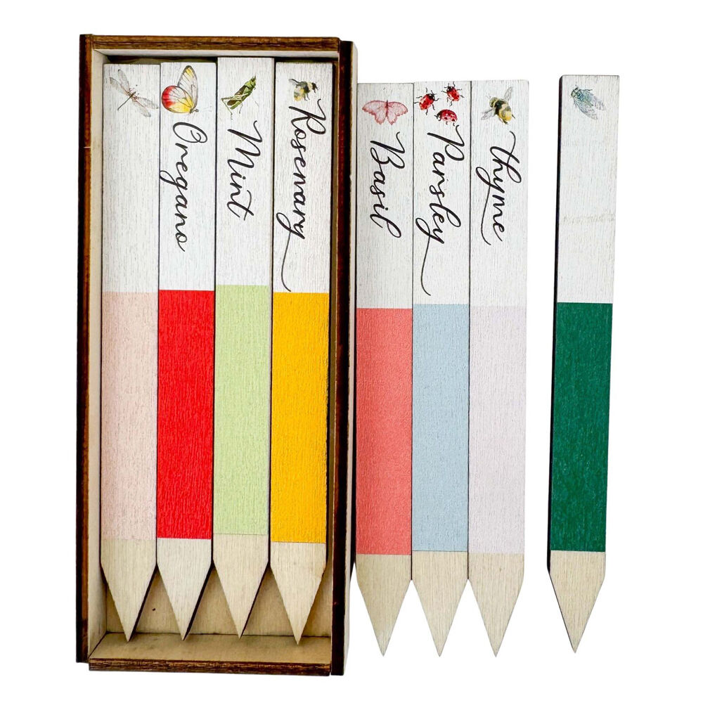 Urban Wooden Plant Markers Signs Gift Box 12cm Multicoloured (8 Pieces)