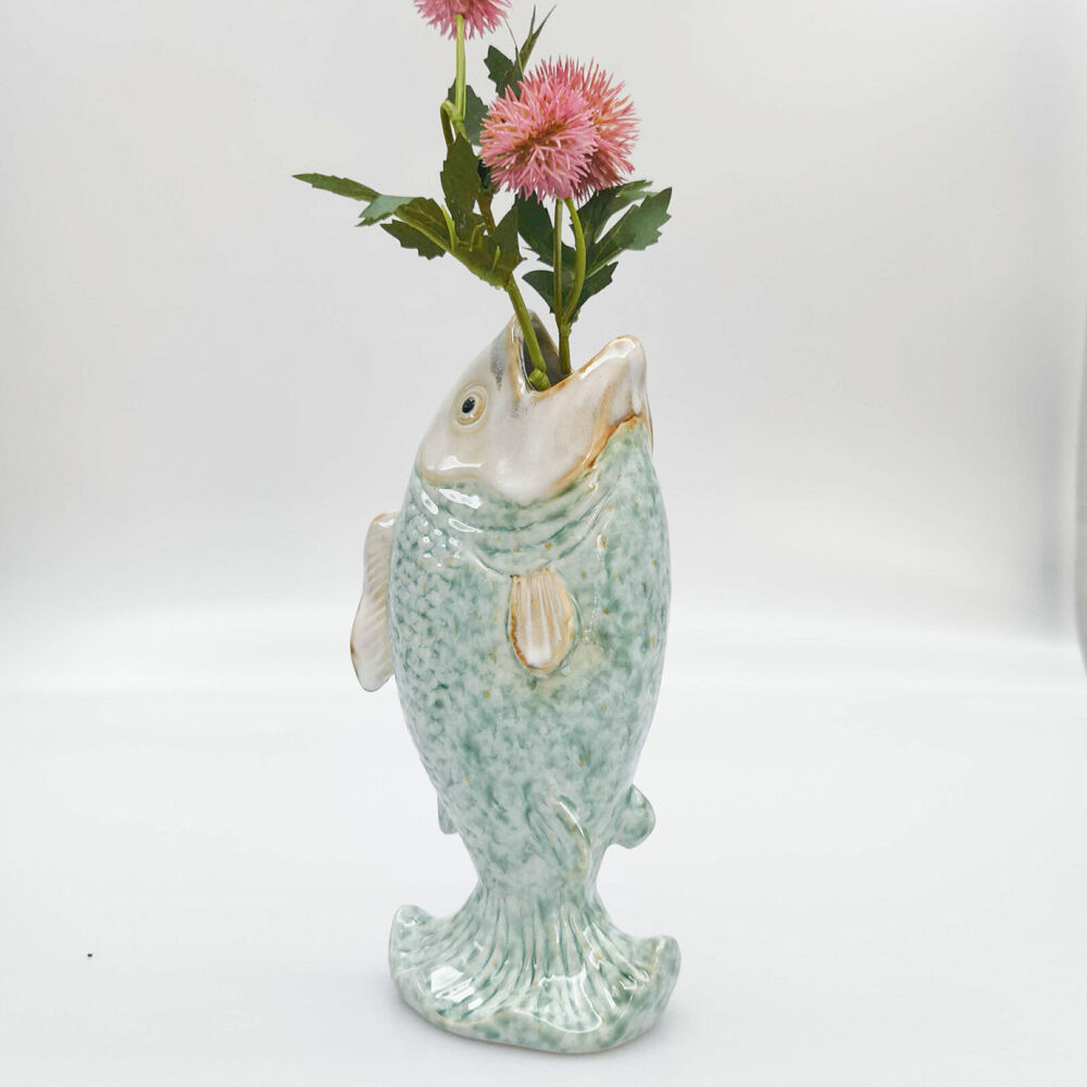 Urban 20x11cm Green Ceramic Reef Fish Home Decor Flower Vase — image 3
