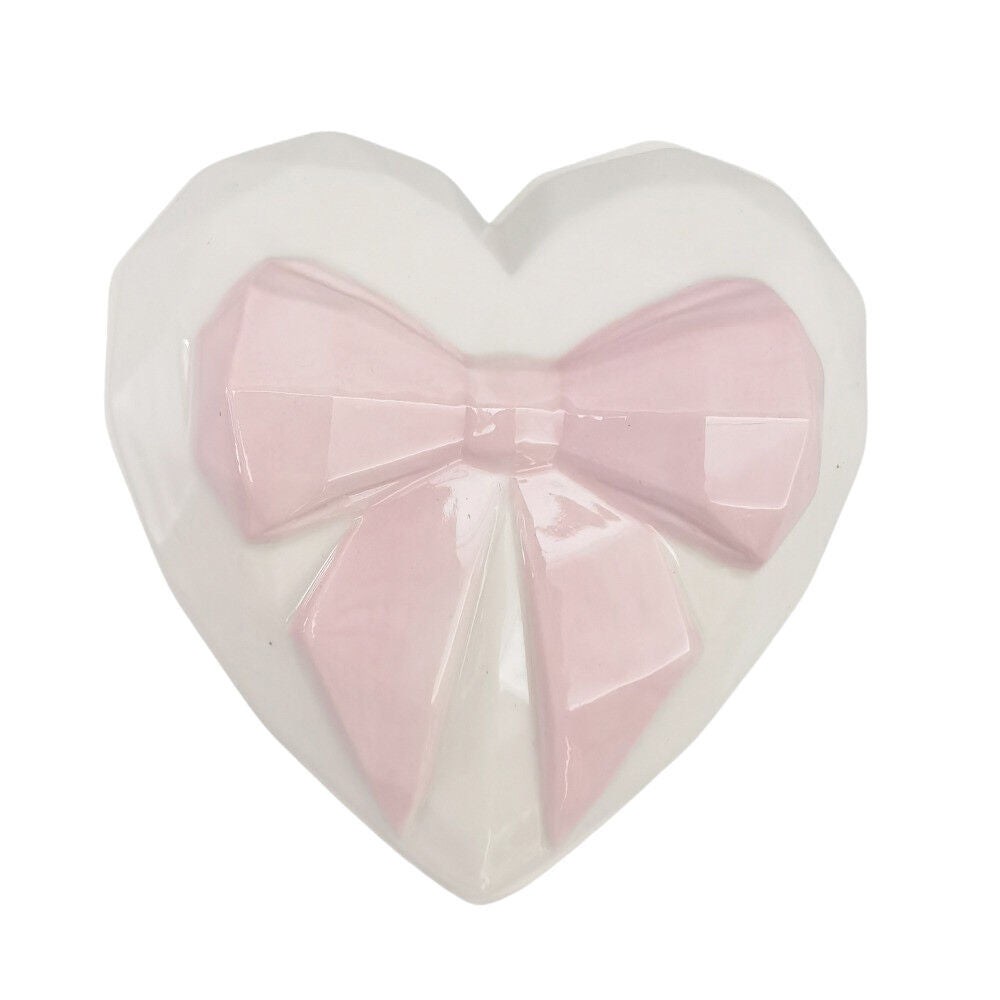 Urban 9cm Pink/White Ceramic Heart w/ Bow Trinket Storage Box