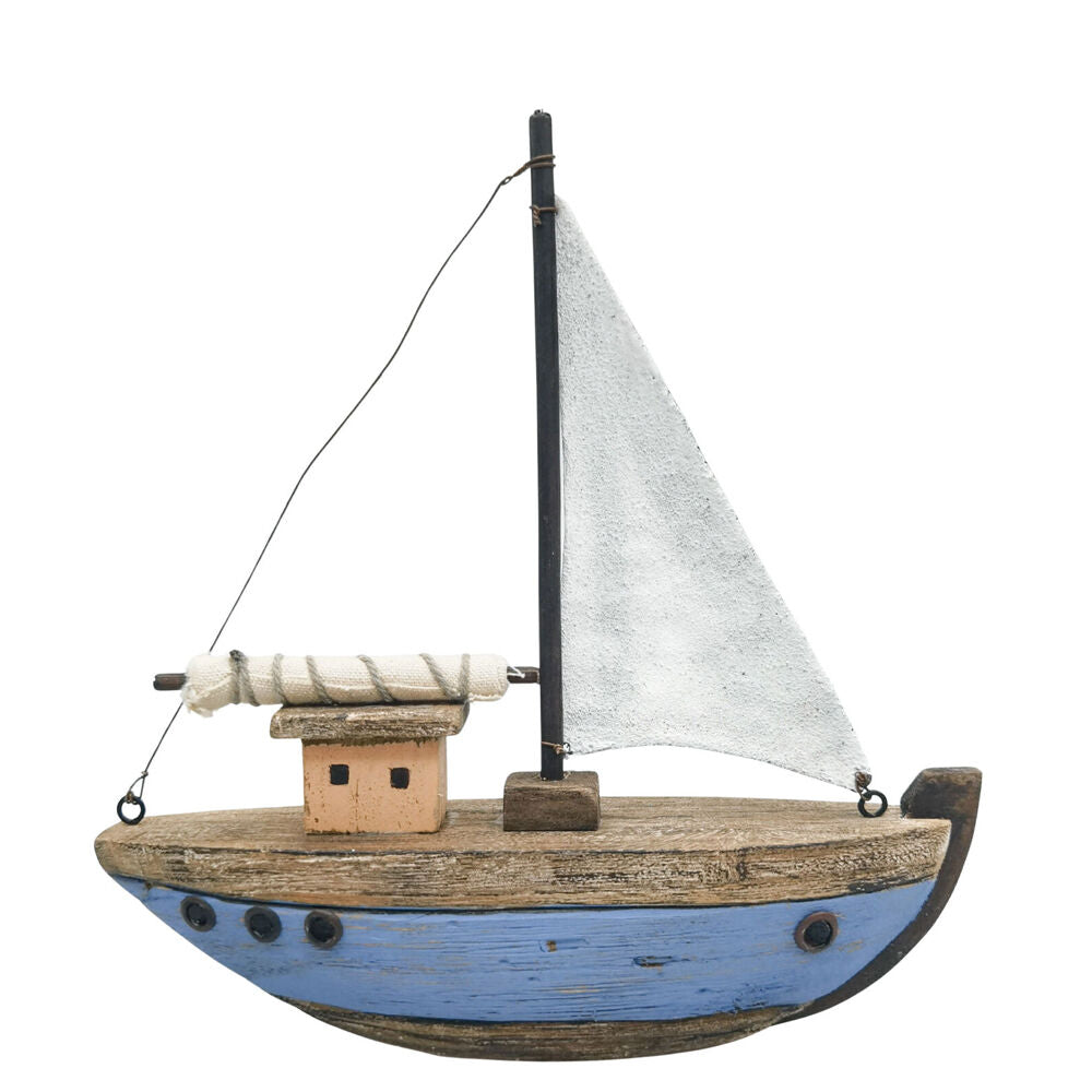 Urban 21x19cm Blue/Natural Wooden Drift Boat Table Decorative Ornament