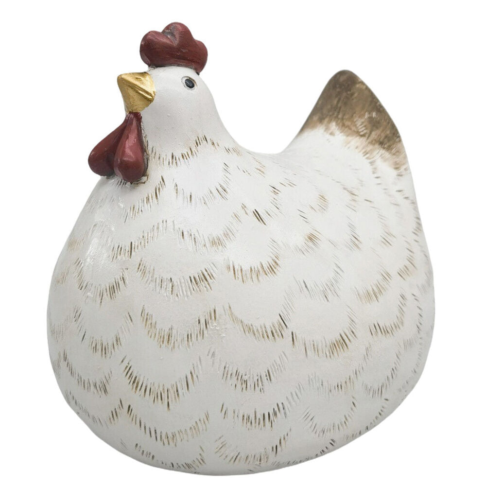 Urban 16x13cm White/Black Chicken Resin Decorative Ornament Large