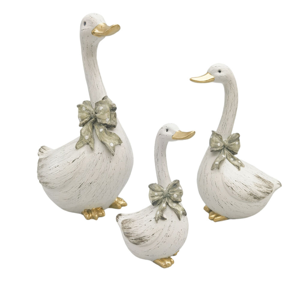 Urban 15x10cm White Goose w/ Bow Resin Decorative Ornament Small — image 2