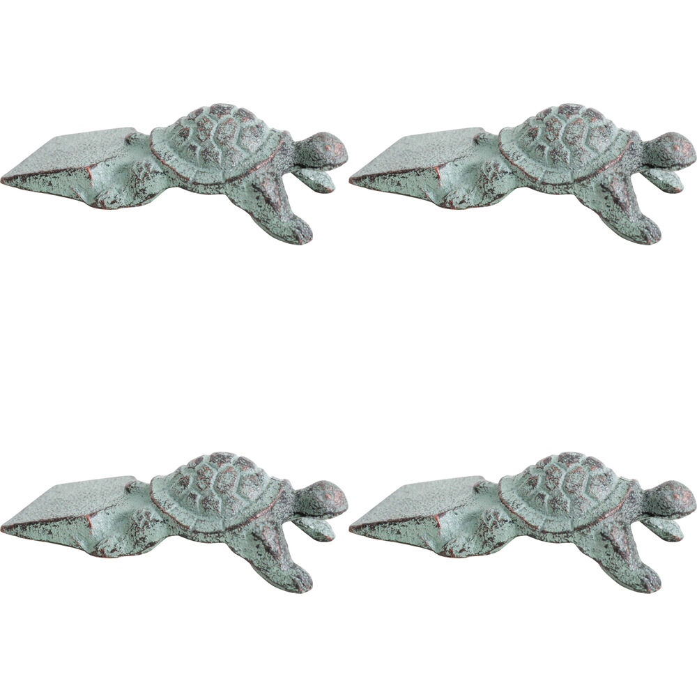 LVD Doorstop Turtle Cast Iron Door Stopper Home/Office Decor 13cm Green (4 Pack)