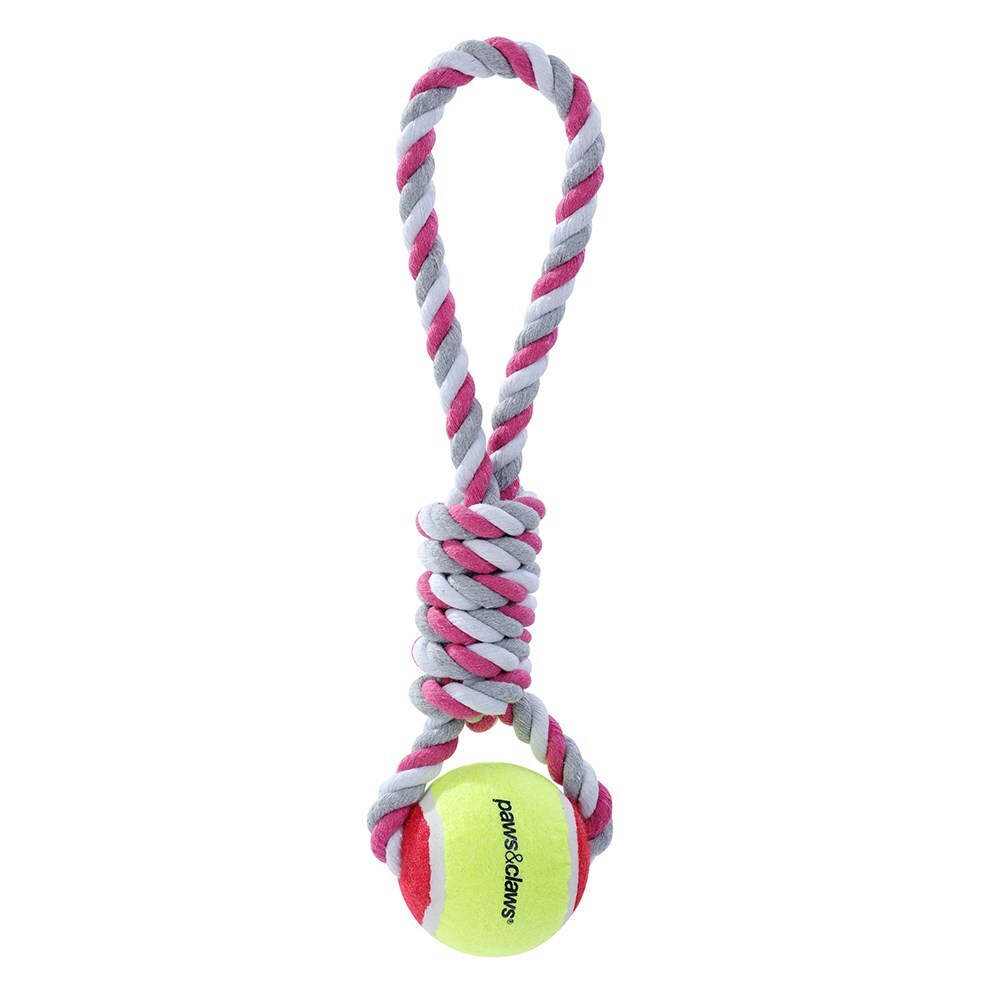 Paws and Claws Paws & Claws Pet/Dog 34cm Rope Tugger/Tennis Ball Interactive Play Toy Assorted — image 5