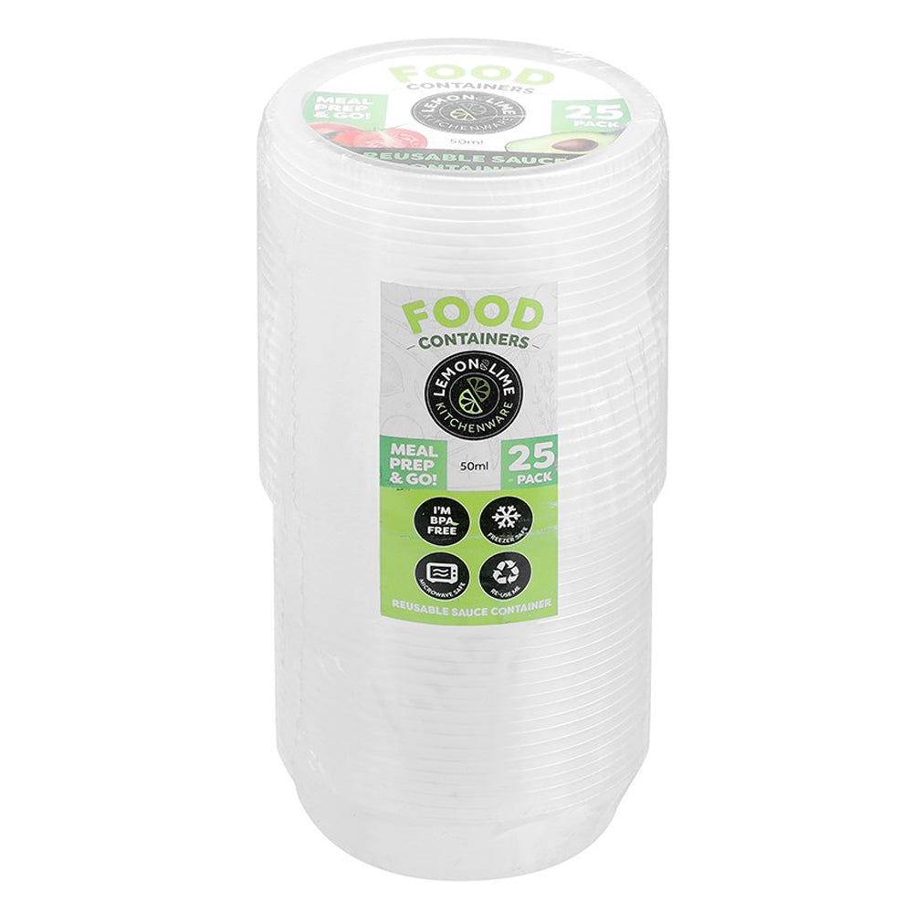 Lemon and Lime Lemon & Lime Reusable Dipping Sauce Container 50ml Food Serving/Storage (25 Pieces)