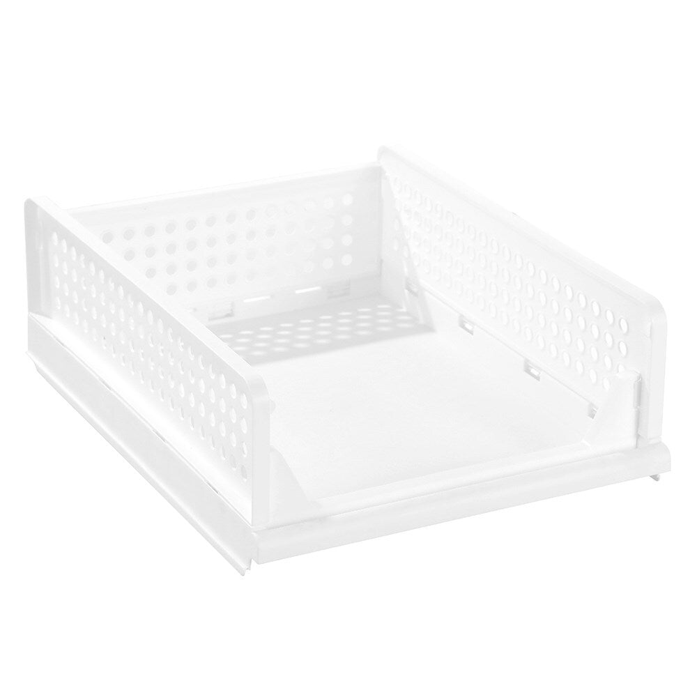 Boxsweden Foldaway 42.5x32.5cm White Stackable Storage Organiser Basket Medium