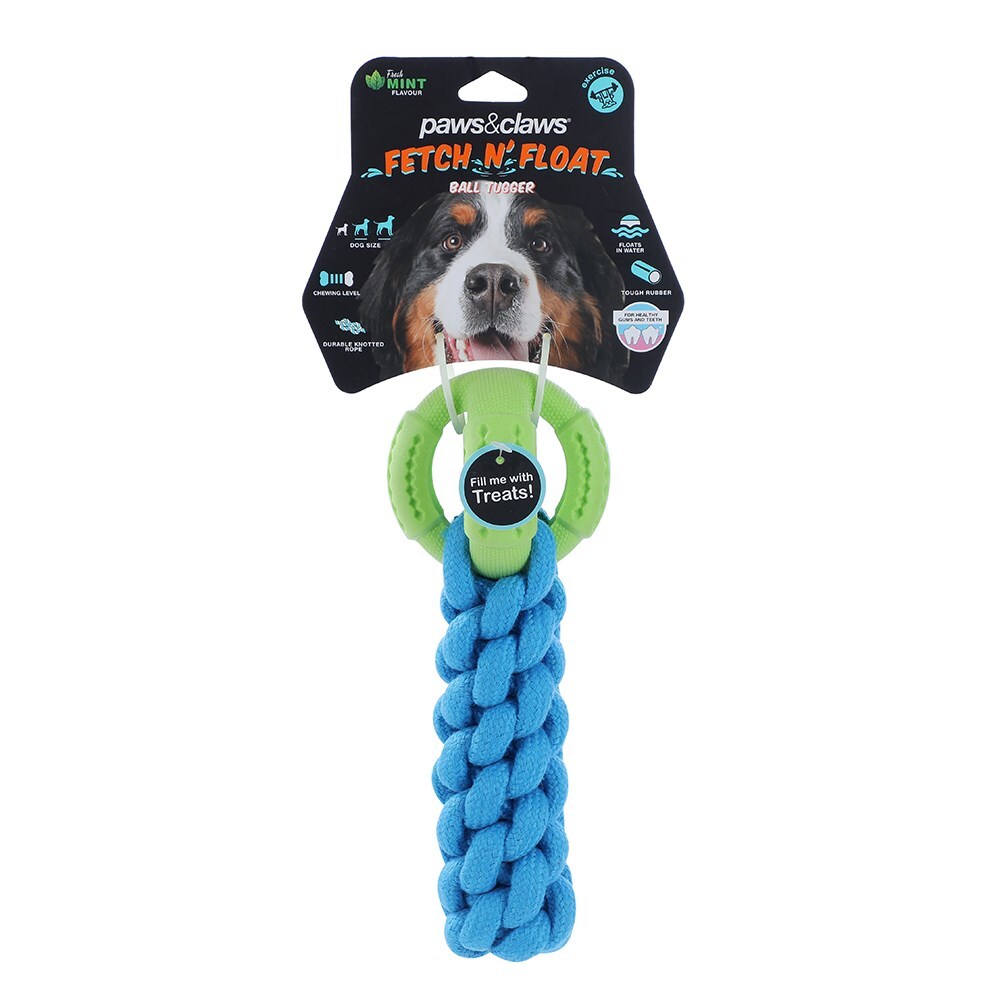 Paws and Claws Paws & Claws Fetch N' Play Ball + Rope Tugger Dog/Pet Toy Assorted 24x10x10cm — image 2