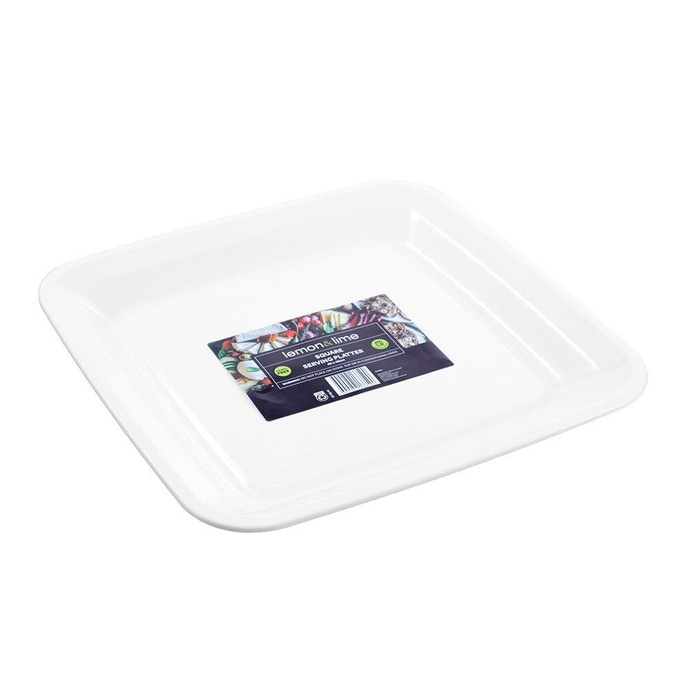 Lemon and Lime Lemon & Lime Square 40x40cm Serving Food/Snacks Platter Outdoor Tableware White — image 4